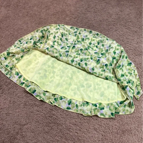 Aerie Green Floral Front Tie Mini Skirt Y2K Summer Size Large NWT - Picture 8 of 8